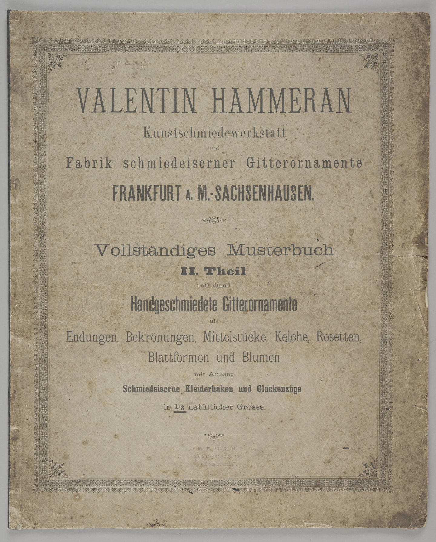 Productcatalogus met metalen sierelementen geproduceerd door Hammeran in Frankfurt