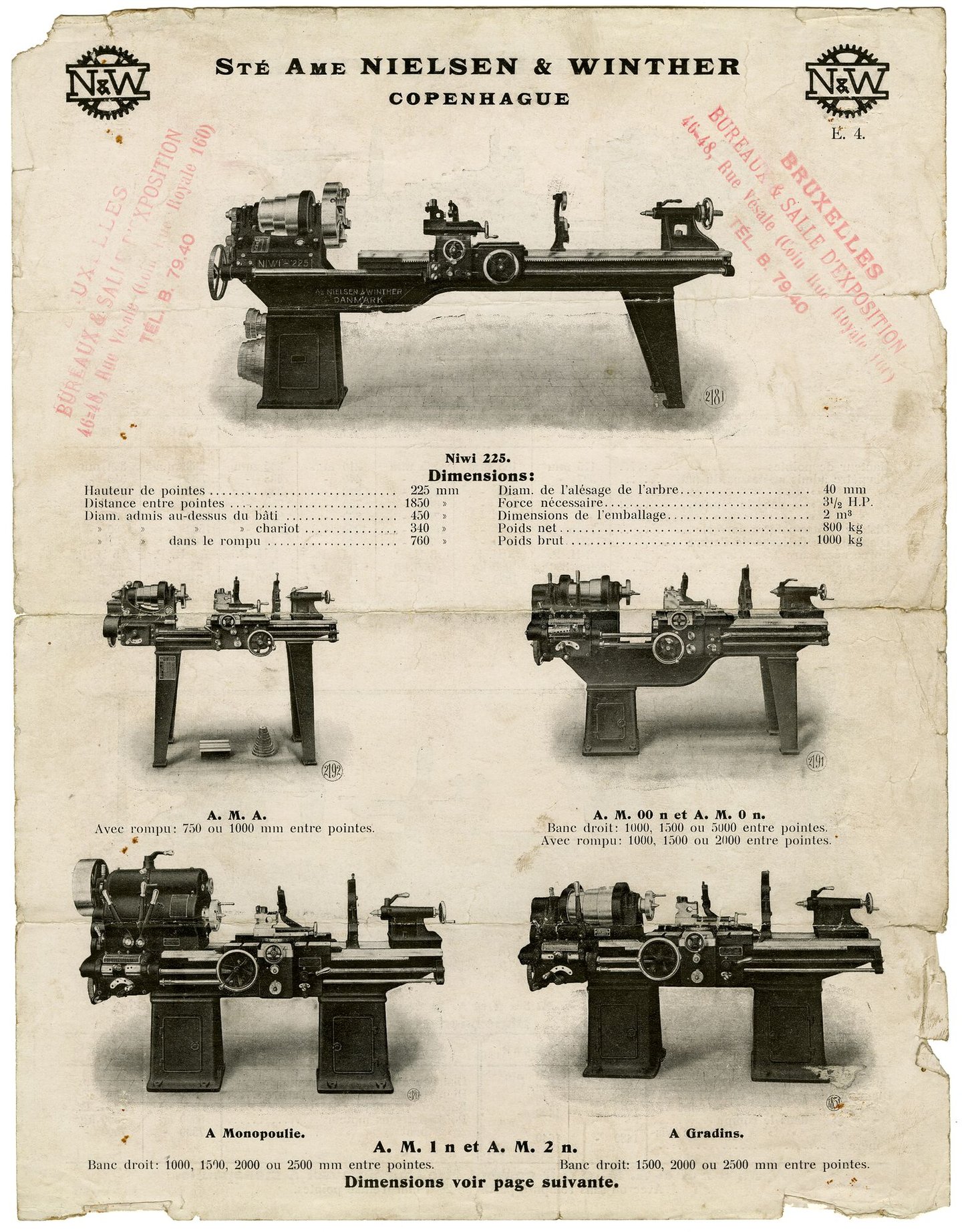 Productflyer met draaibanken geproduceerd door Nielsen & Winther