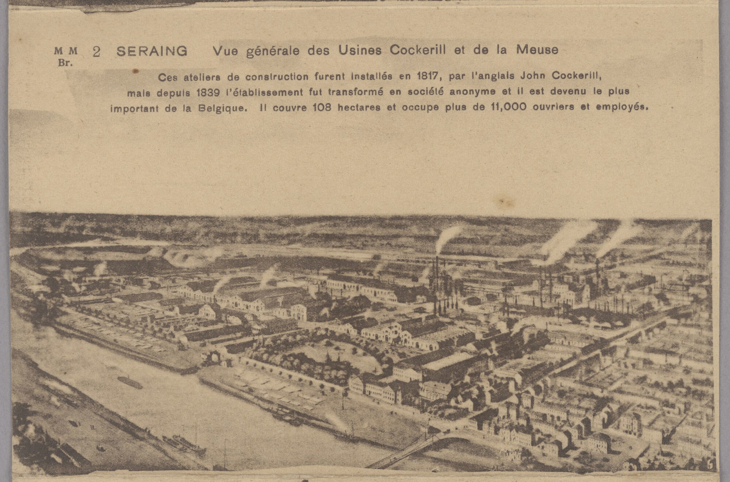 Luchtfoto van het fabriekscomplex van staalfabriek Cockerill in Seraing