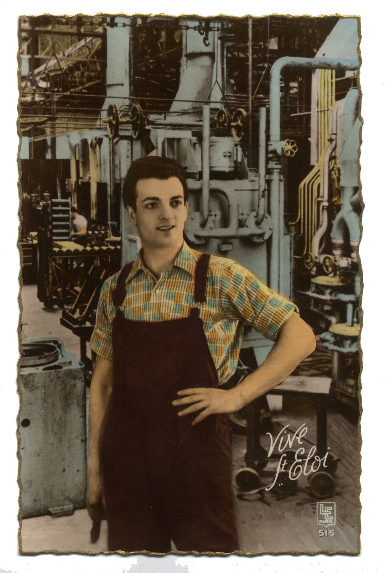 Postkaart voor het naamfeest van Sint-Elooi patroon van de metaalbewerkers