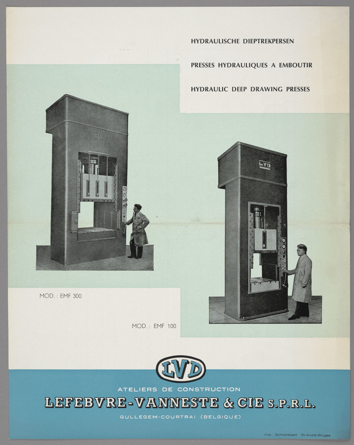 Technische fiche over hydraulische persen geproduceerd door LVD in Gullegem