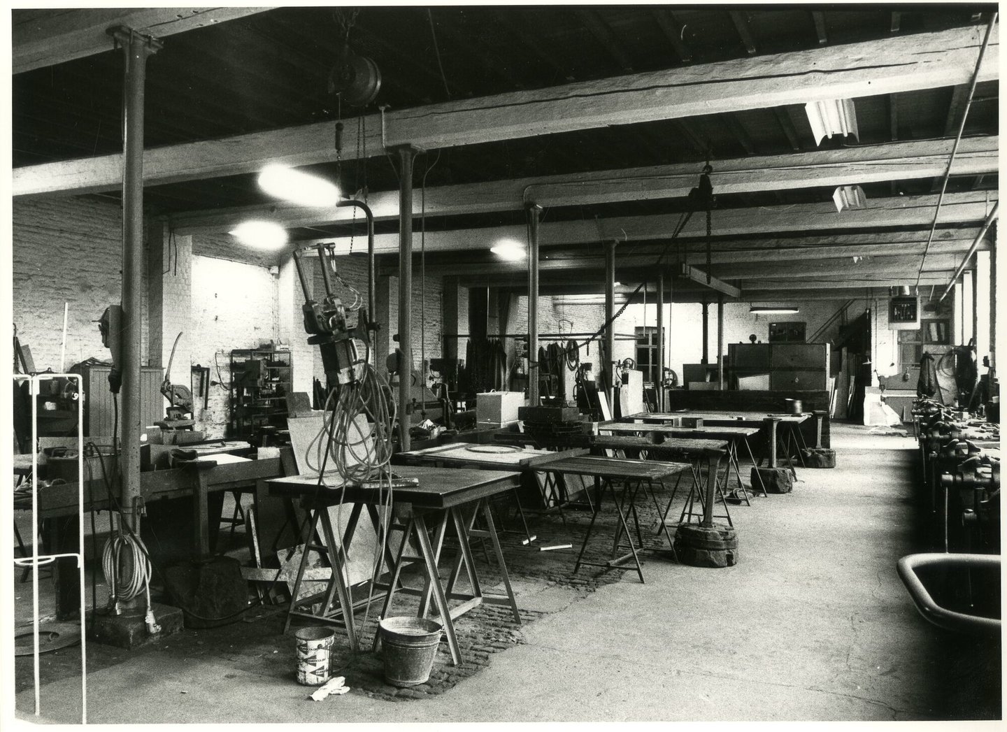 Binnenzicht werkplaats van metaalconstructiebedrijf Reichardt in Gent