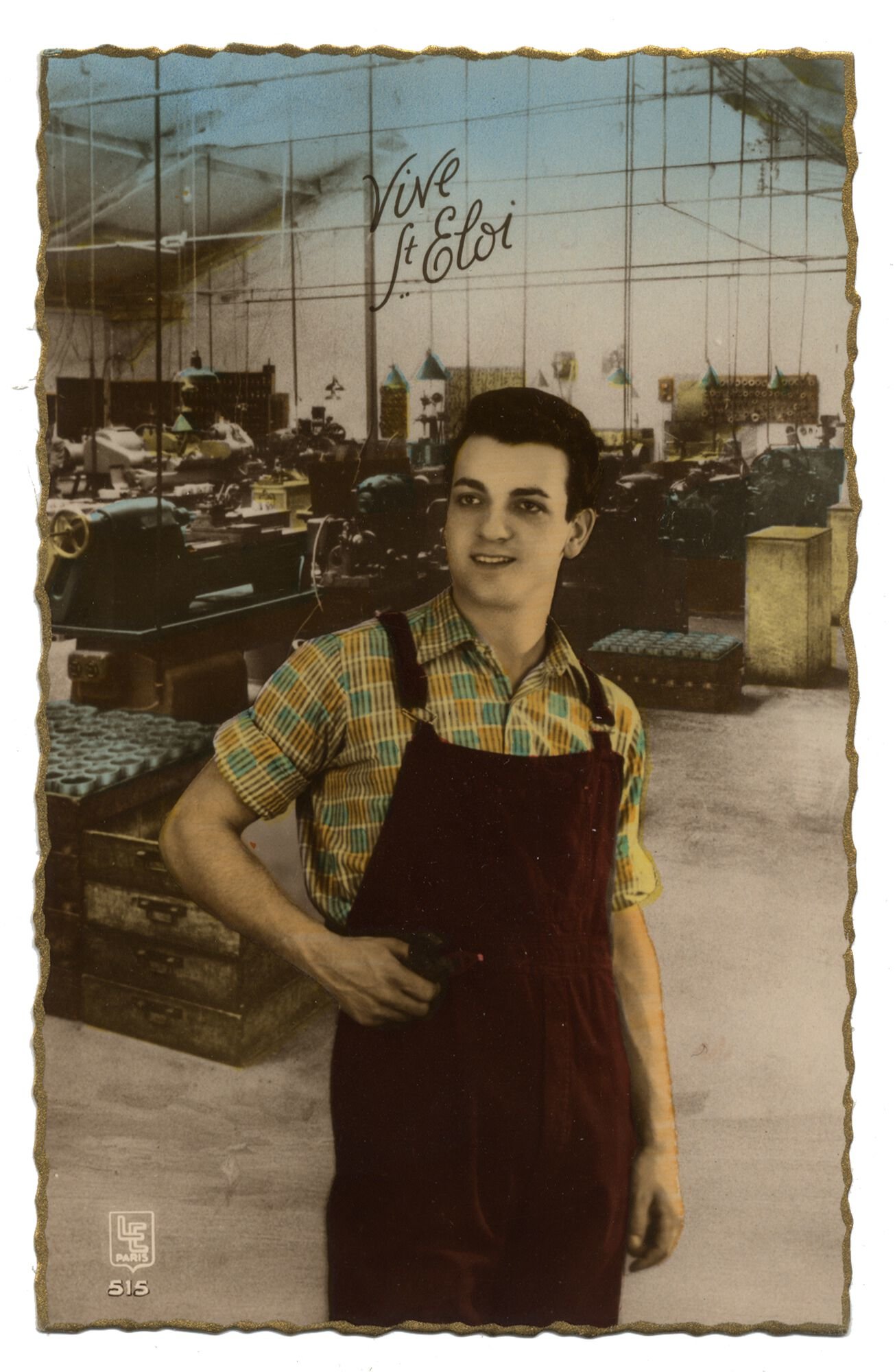 Postkaart voor het naamfeest van Sint-Elooi patroon van de metaalbewerkers