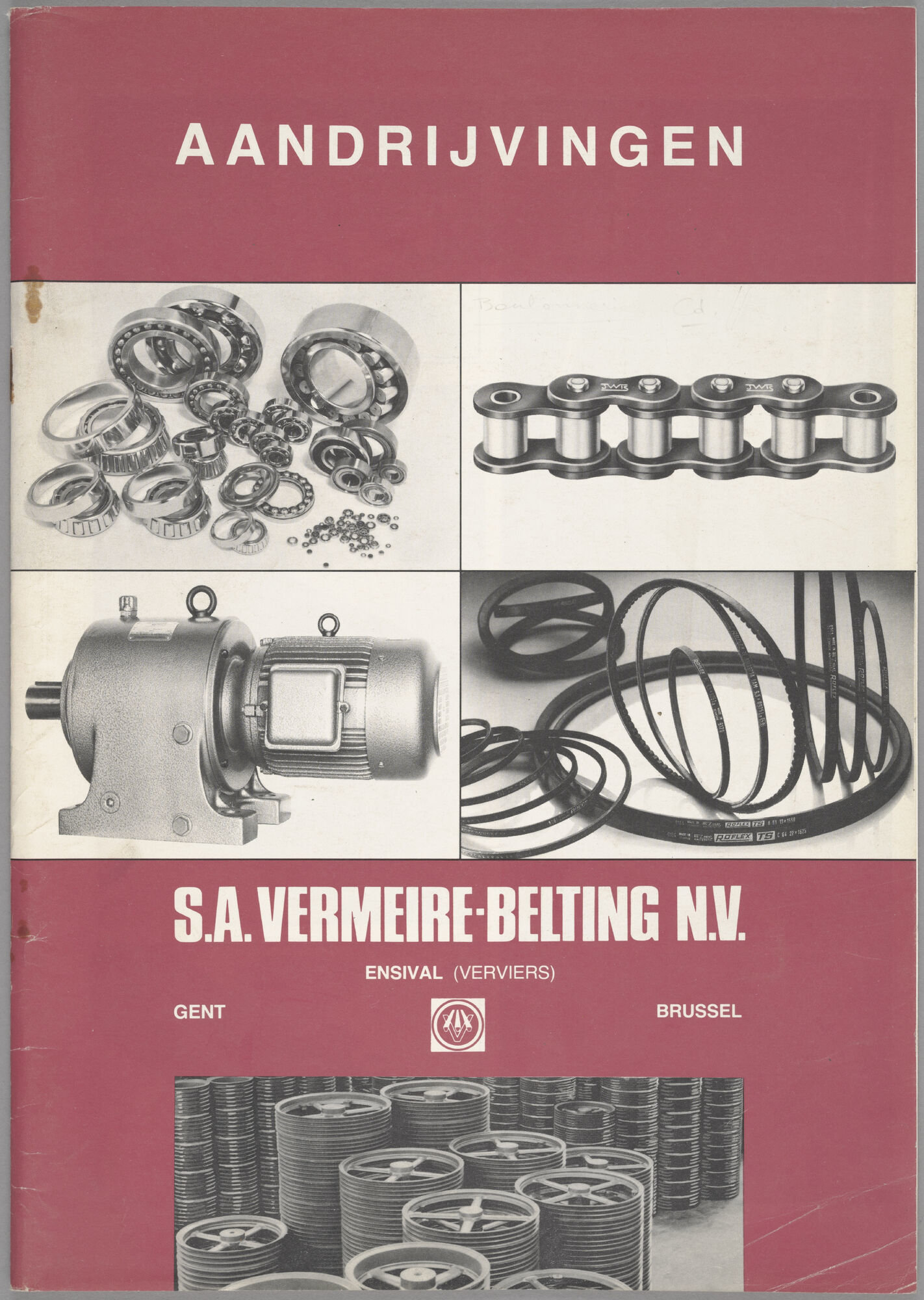 Productbrochure met onderdelen voor aandrijftechniek verdeeld door groothandel Vermeire-Belting