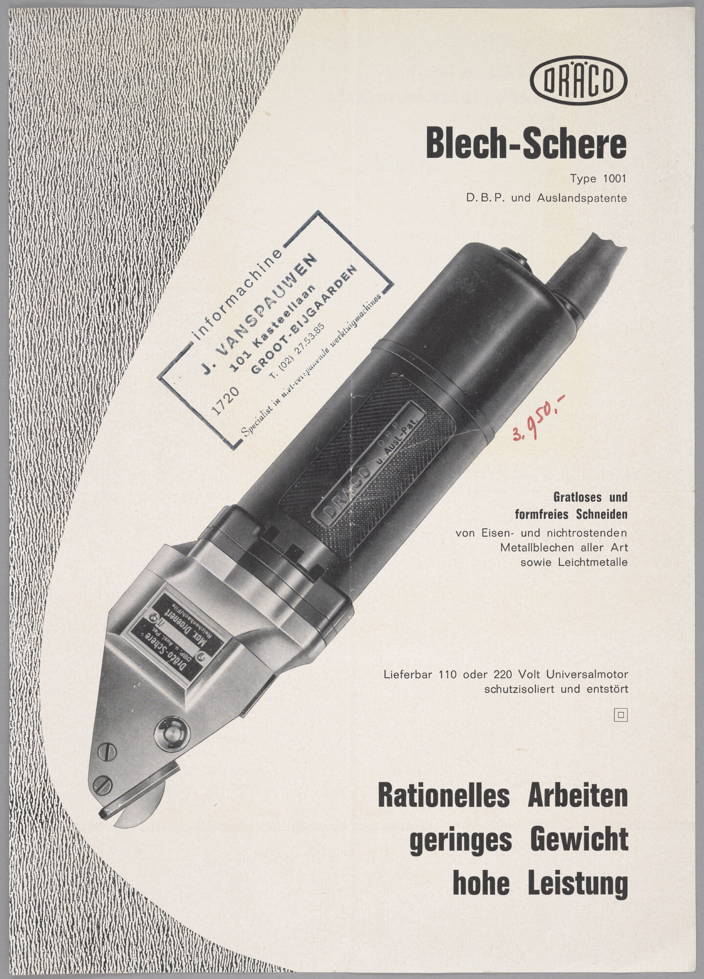 Productflyer met metaalschaar van het merk Dräco