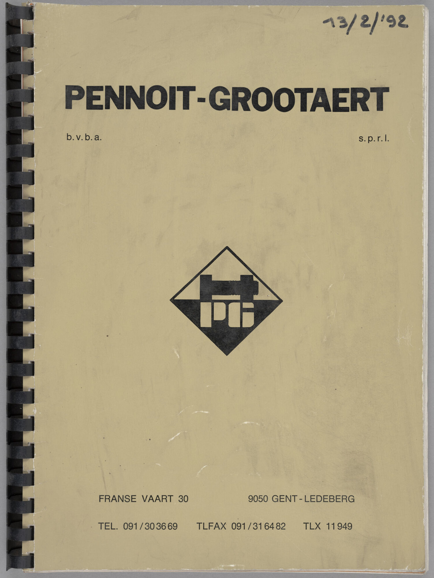 Productcatalogus van algemeen boutenhandel Pennoit-Grootaert in Ledeberg