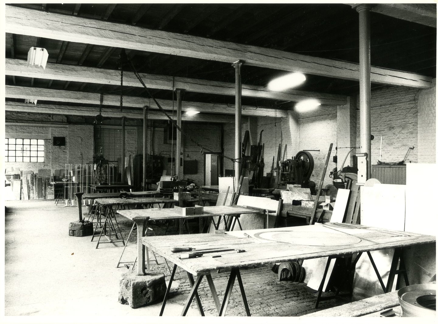 Binnenzicht werkplaats van metaalconstructiebedrijf Reichardt in Gent