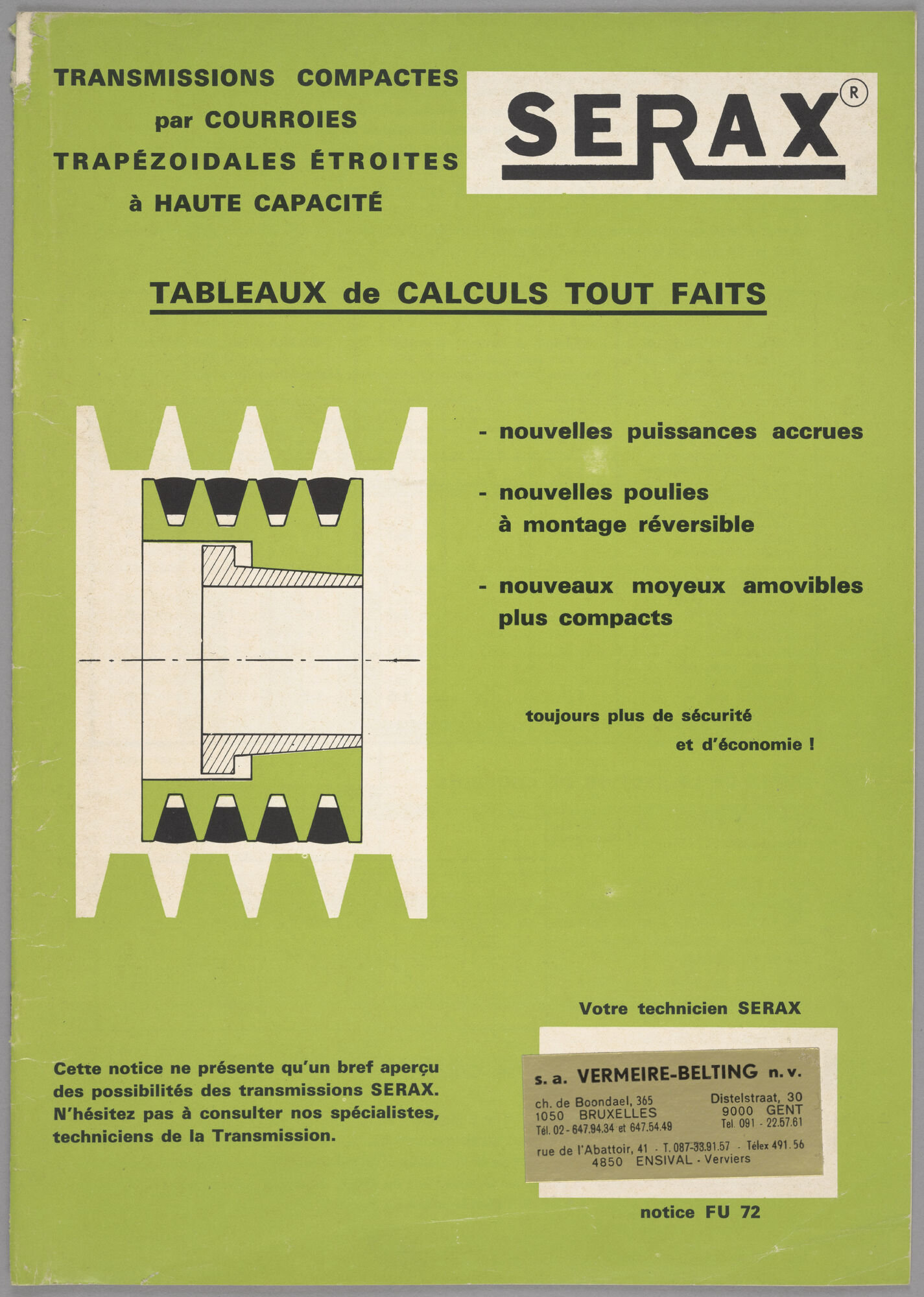 Productbrochure met drijfriemen van het merk Serax