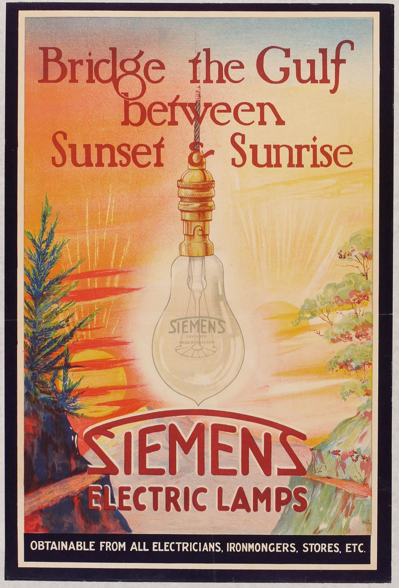 Publicitaire affiche voor gloeilampen van het merk SIEMENS