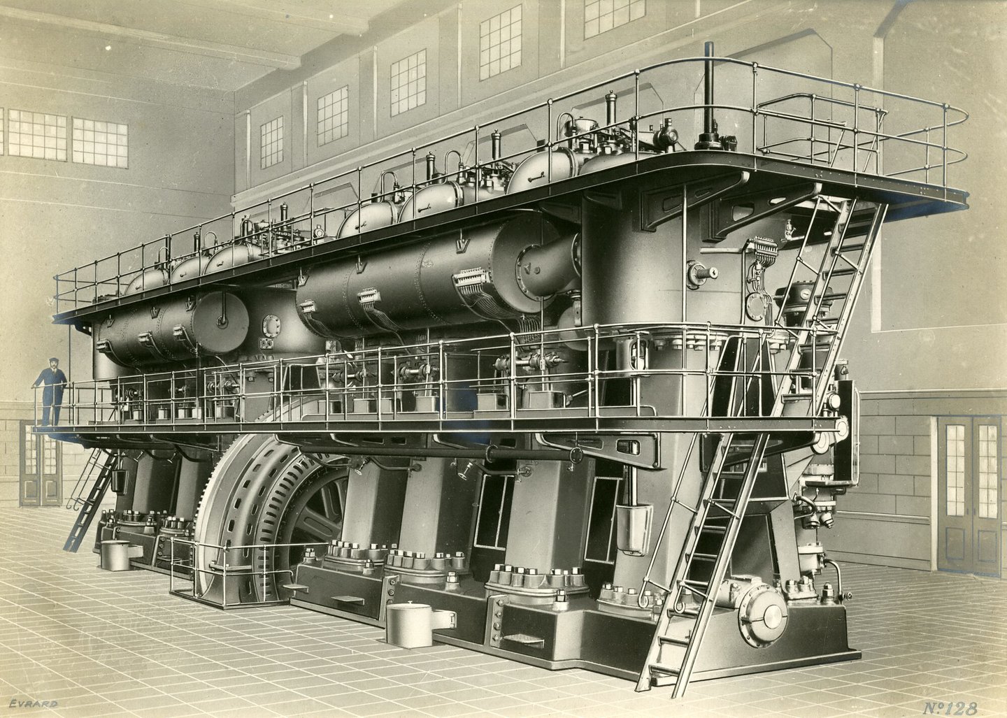 Machinezaal met dieselaggregaat van elektriciteitscentrale in Guayaquil (Ecuador)