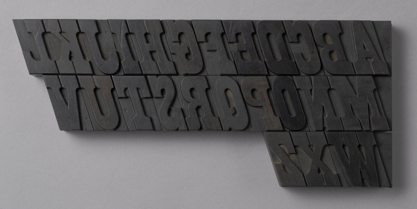 Houten drukletters van het type French Clarendon Italic