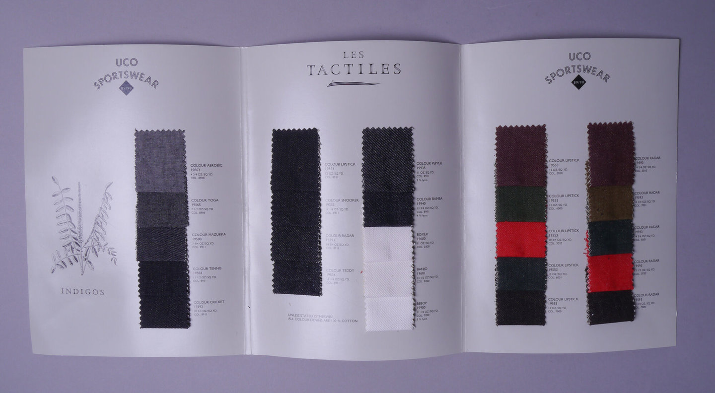 Staalkaart met textielstalen van UCO Sportswear