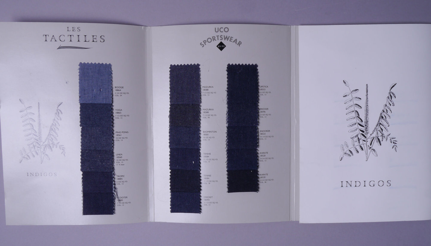 Staalkaart met textielstalen van UCO Sportswear