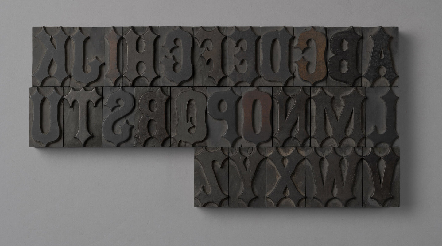 Houten drukletters van het type Gothic Tuscan