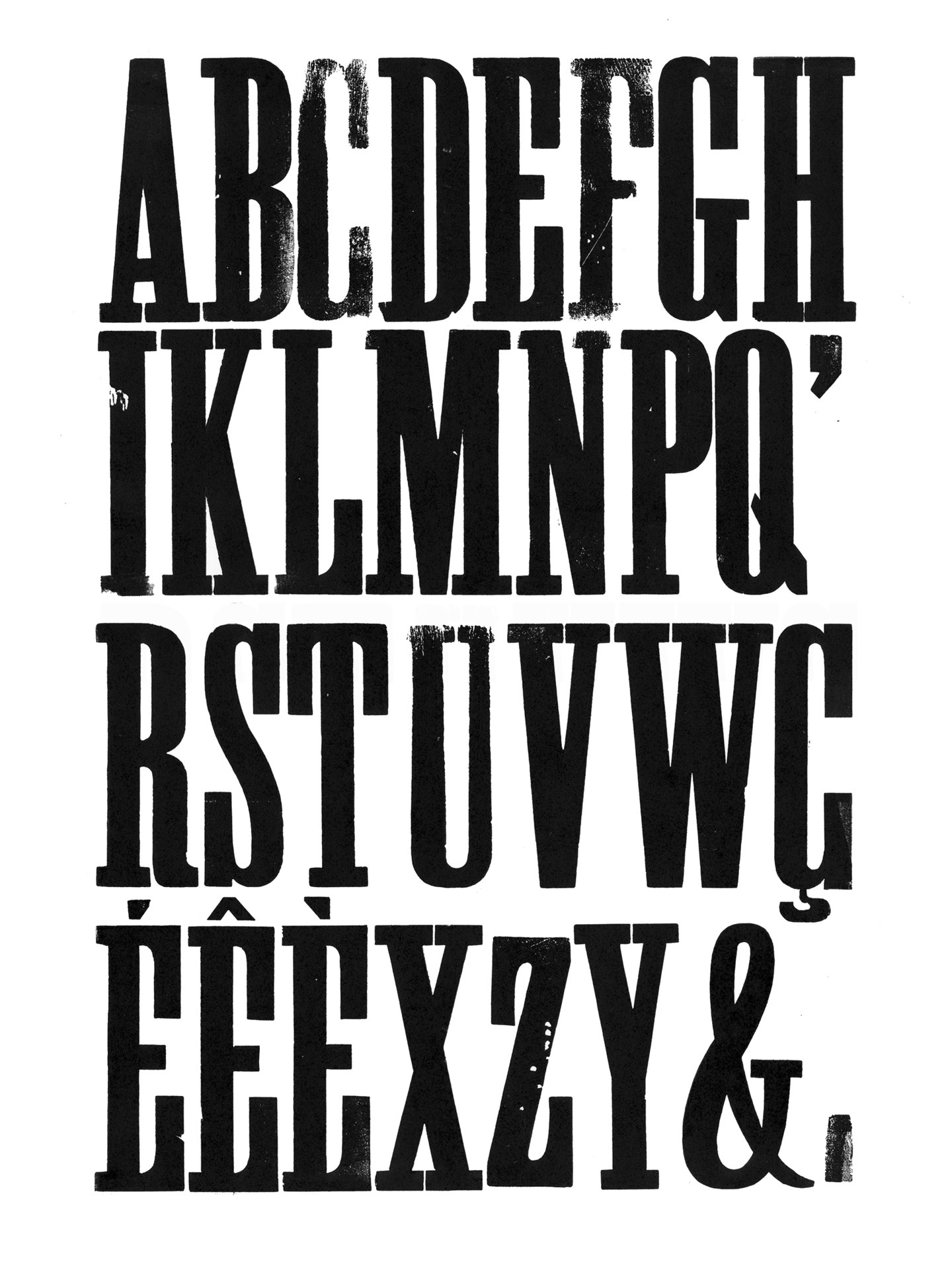 Houten drukletters van het type Antique