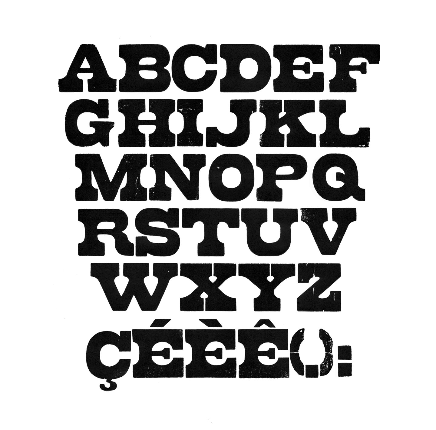 Houten drukletters van het type French Clarendon