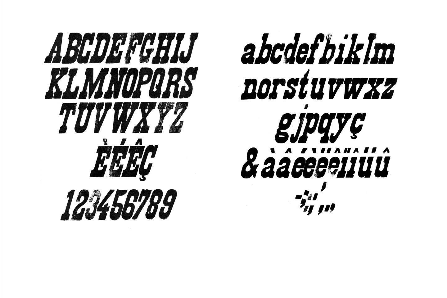 Houten drukletters van het type French Clarendon Italic