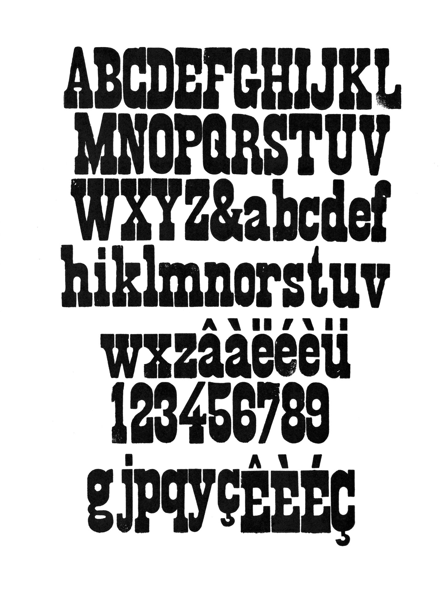 Houten drukletters van het type French Clarendon