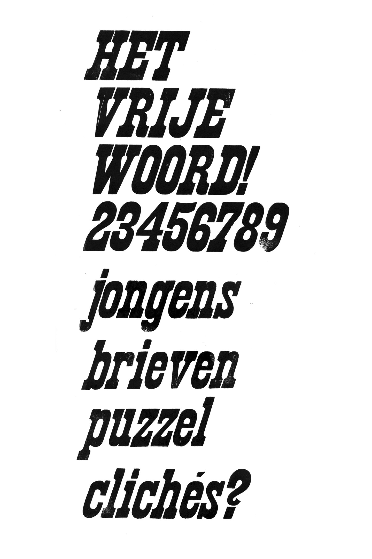 Houten drukletters van het type French Clarendon Italic