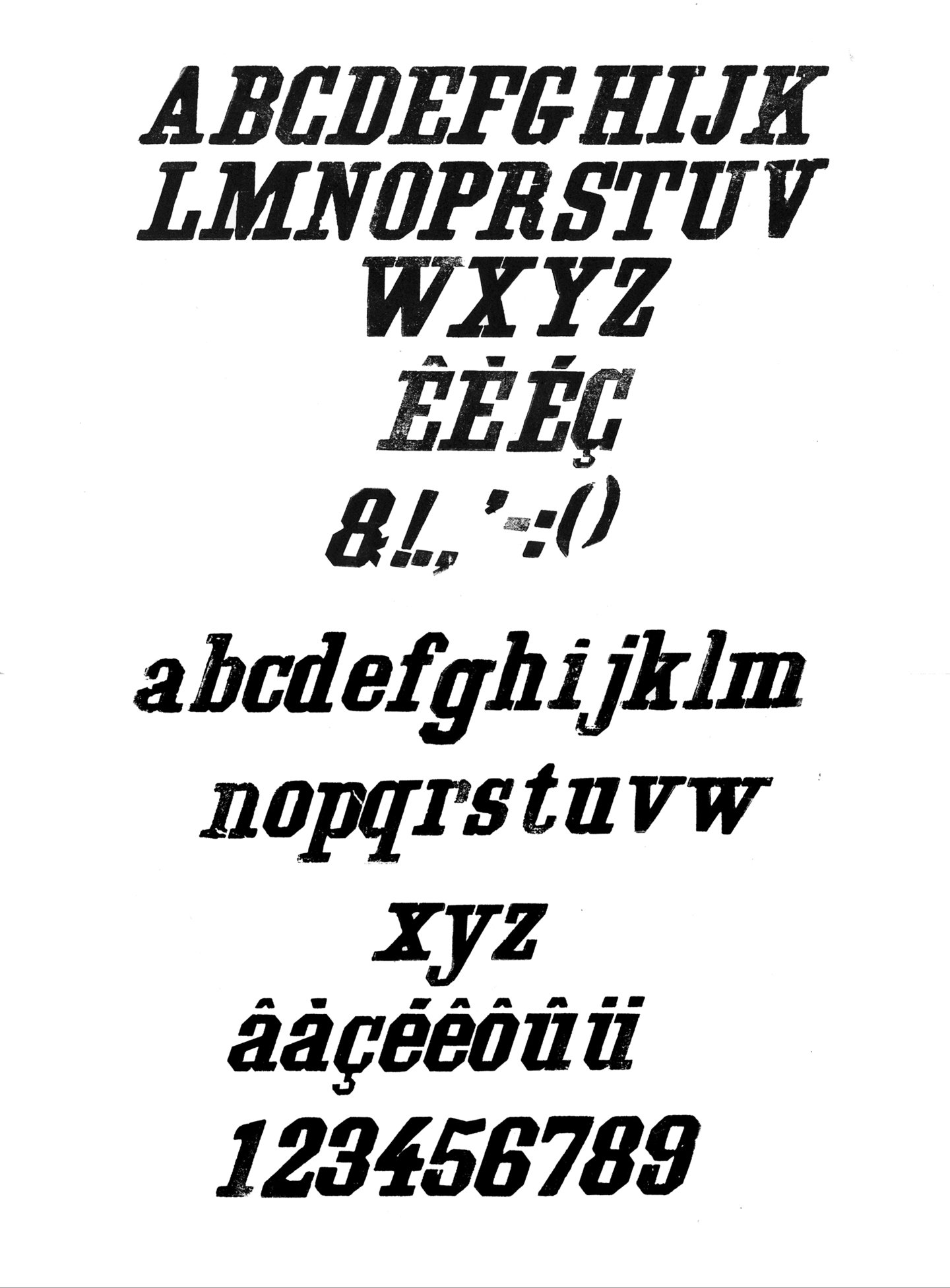 Houten drukletters van het type Grecian Italic