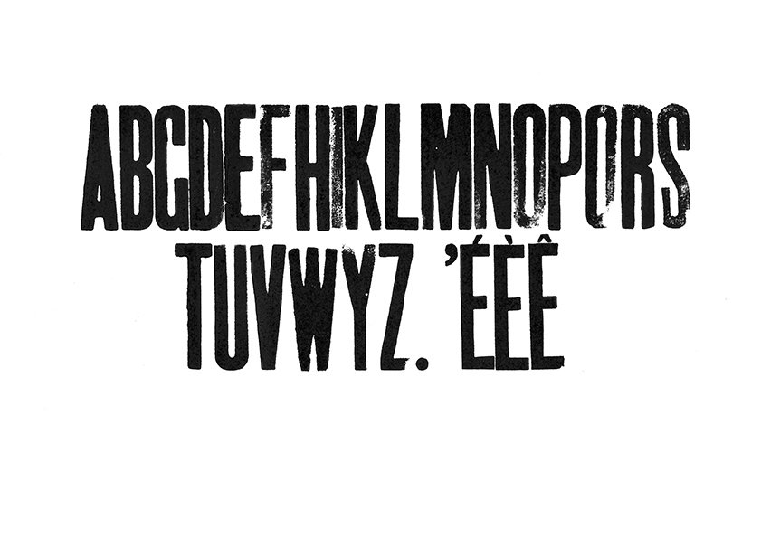 Houten drukletters van het type Gothic