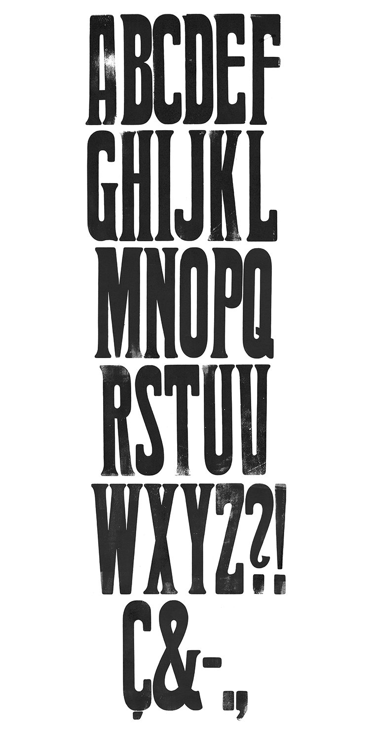 Houten drukletters van het type Decorative