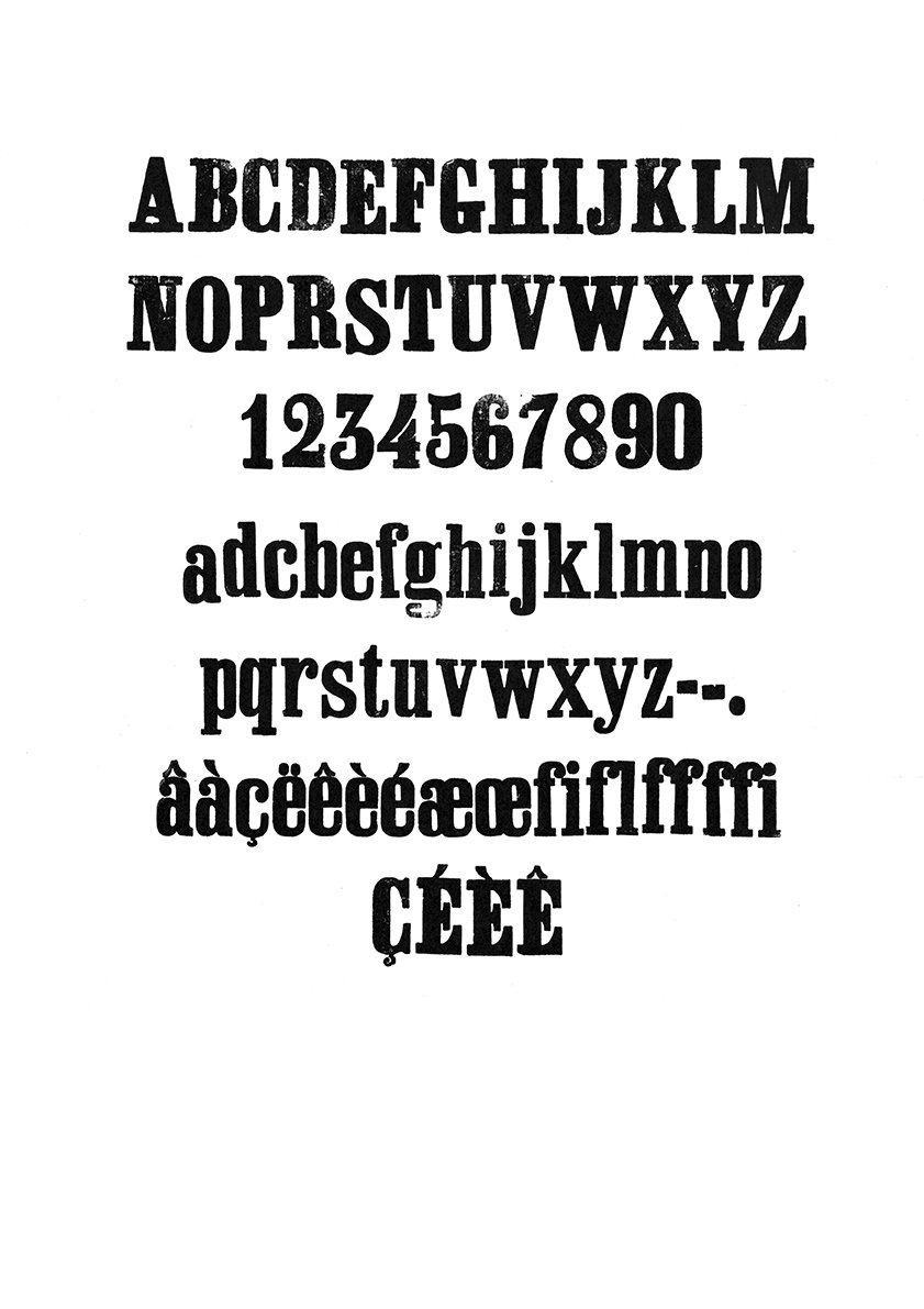 Houten drukletters van het type Antique