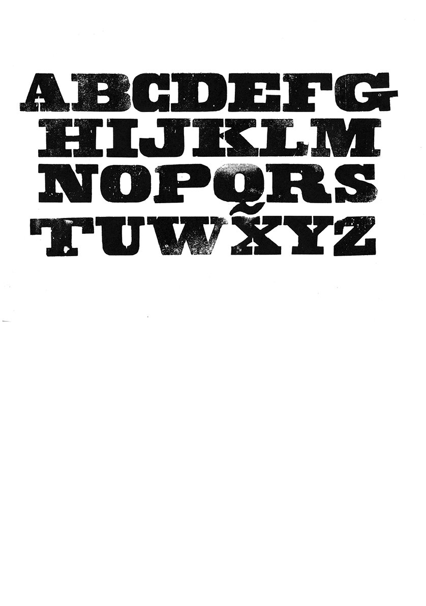 Houten drukletters van het type Antique