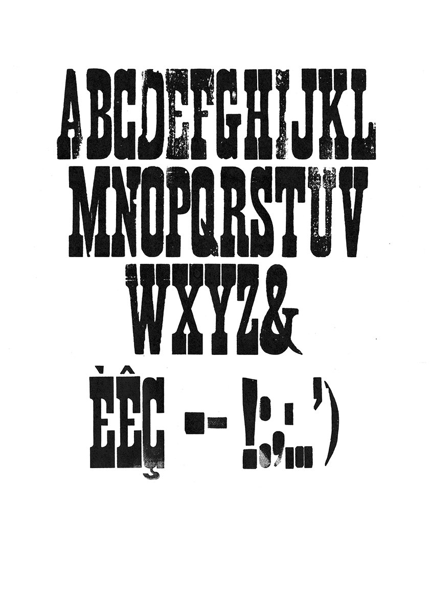 Houten drukletters van het type French Clarendon