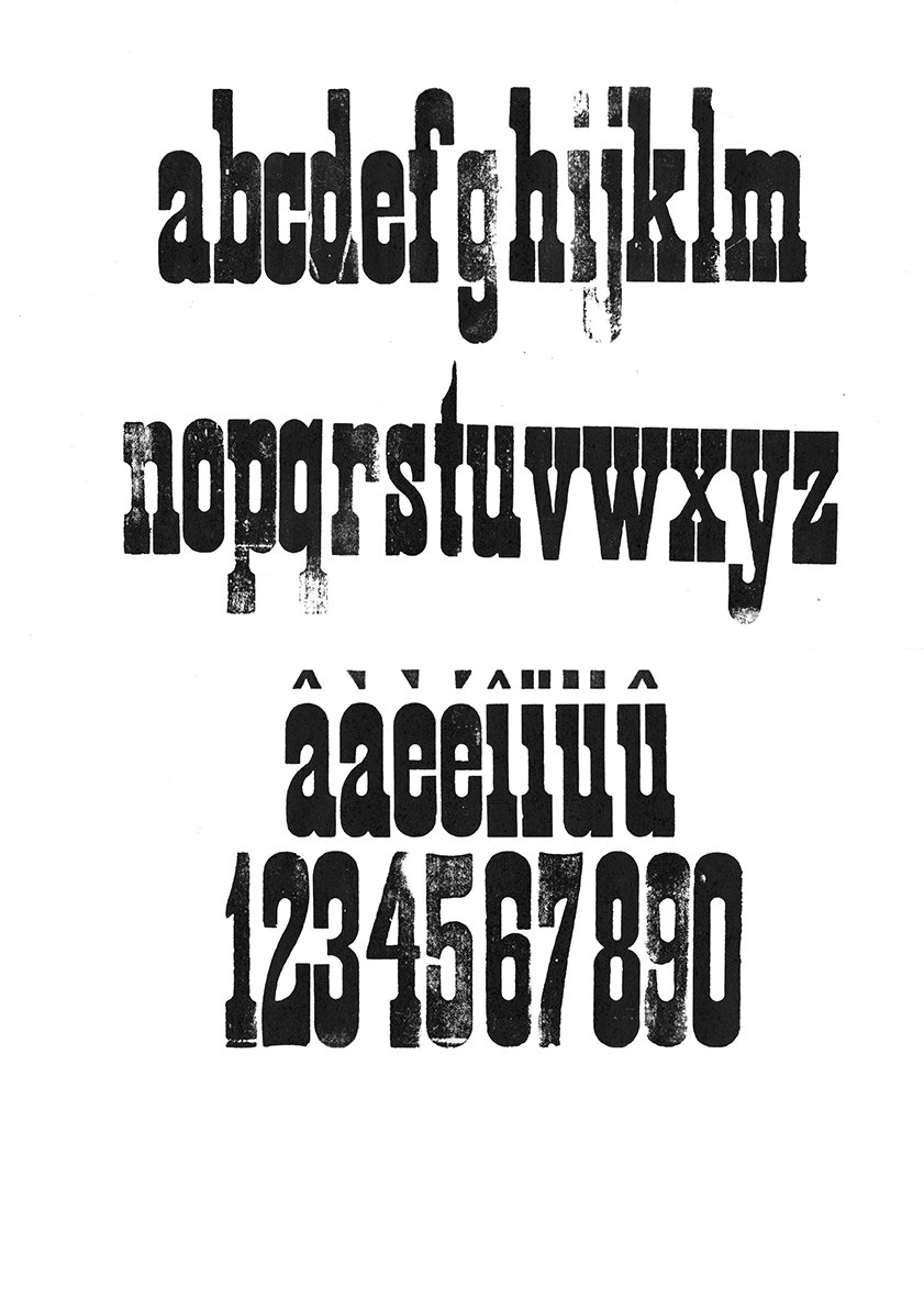 Houten drukletters van het type French Clarendon