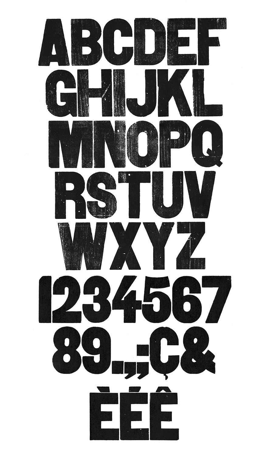 Houten drukletters van het type Gothic