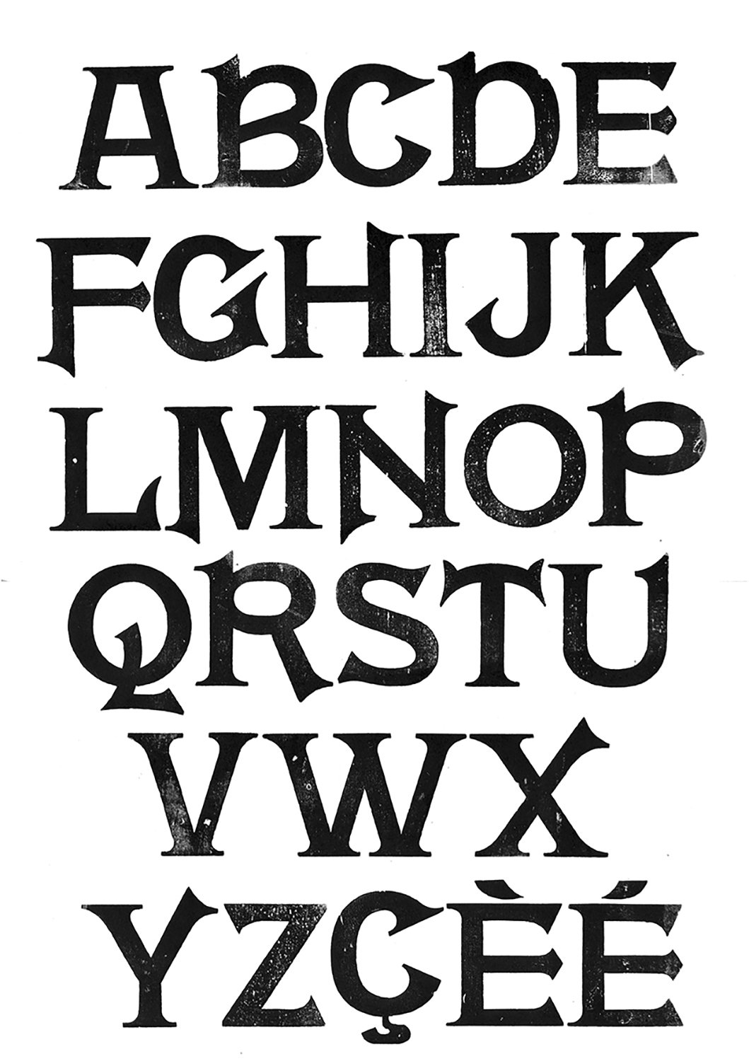 Houten drukletters van het type Decorative