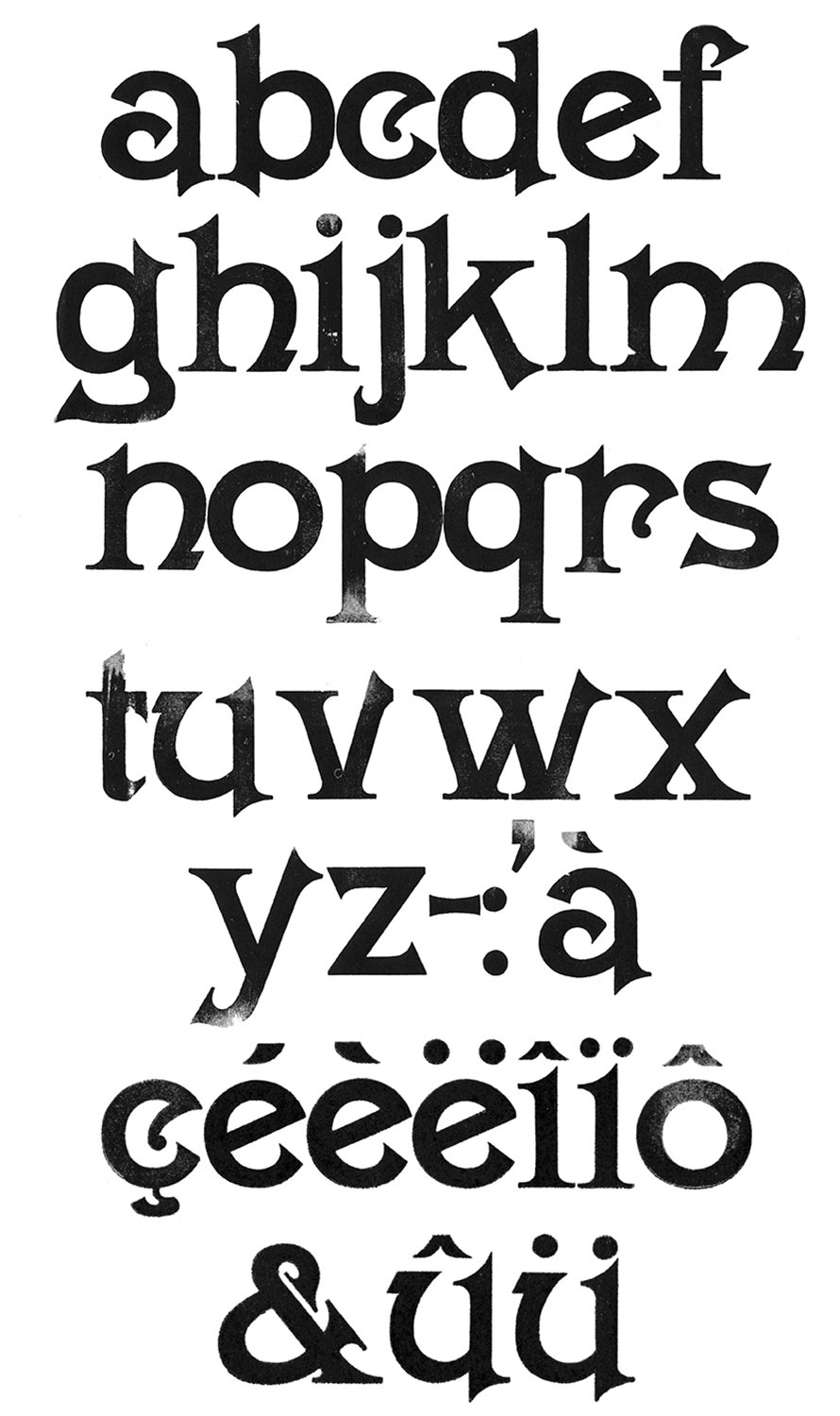 Houten drukletters van het type Decorative