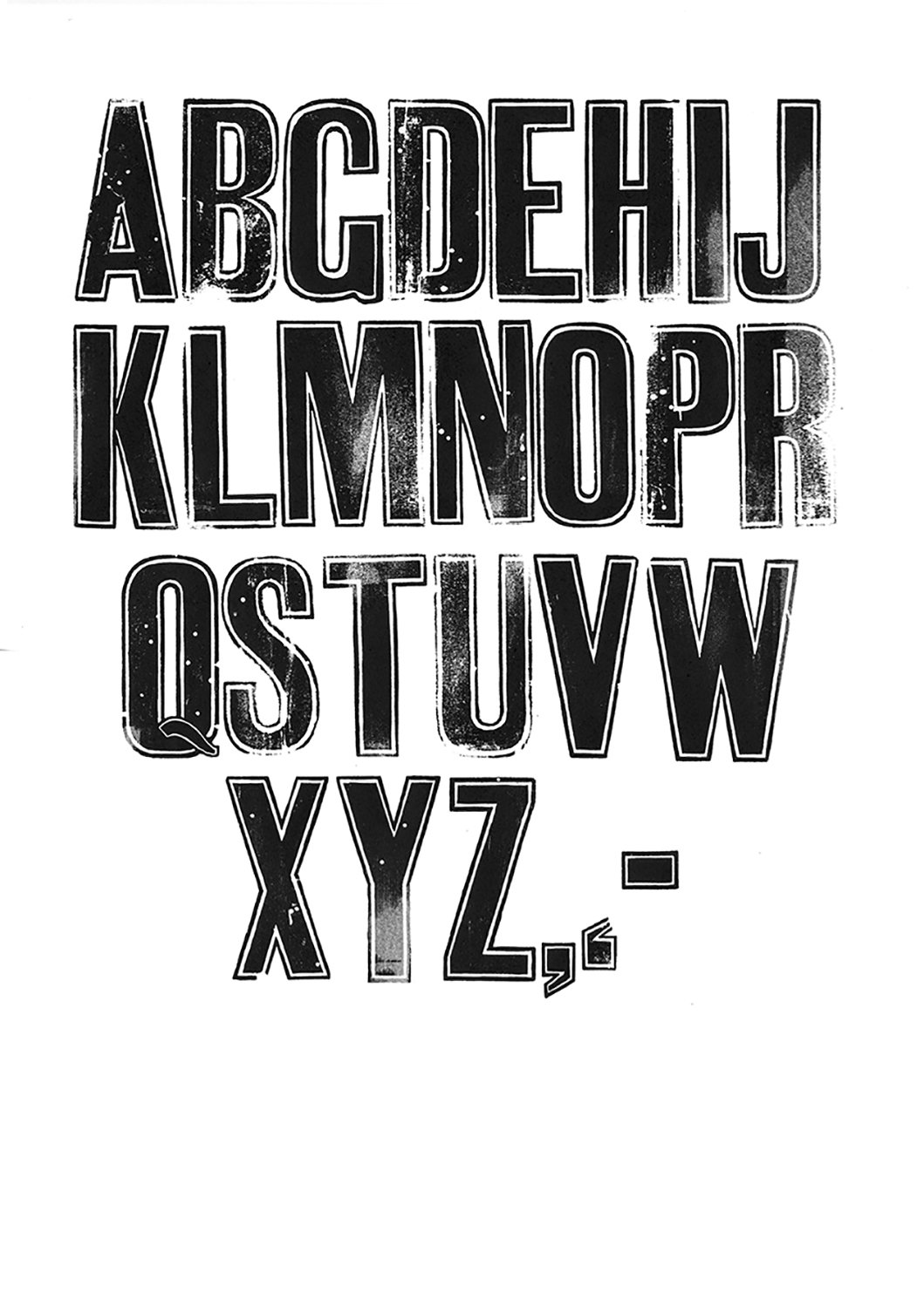 Houten drukletters van het type Gothic Outlined