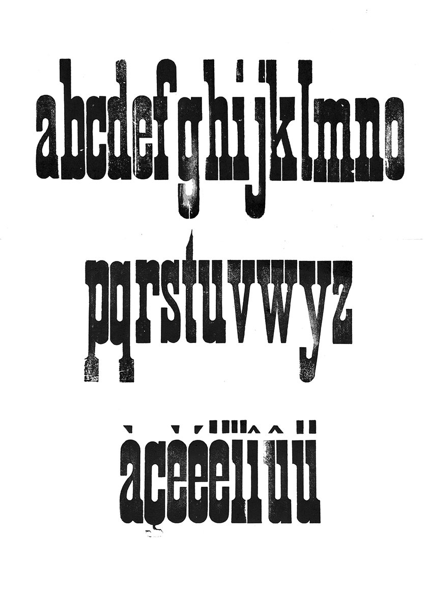 Houten drukletters van het type French Clarendon