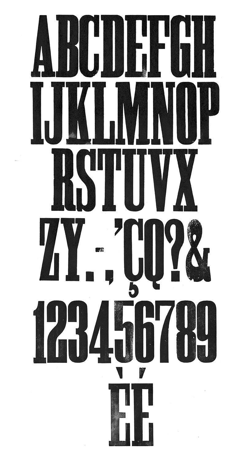 Houten drukletters van het type Antique