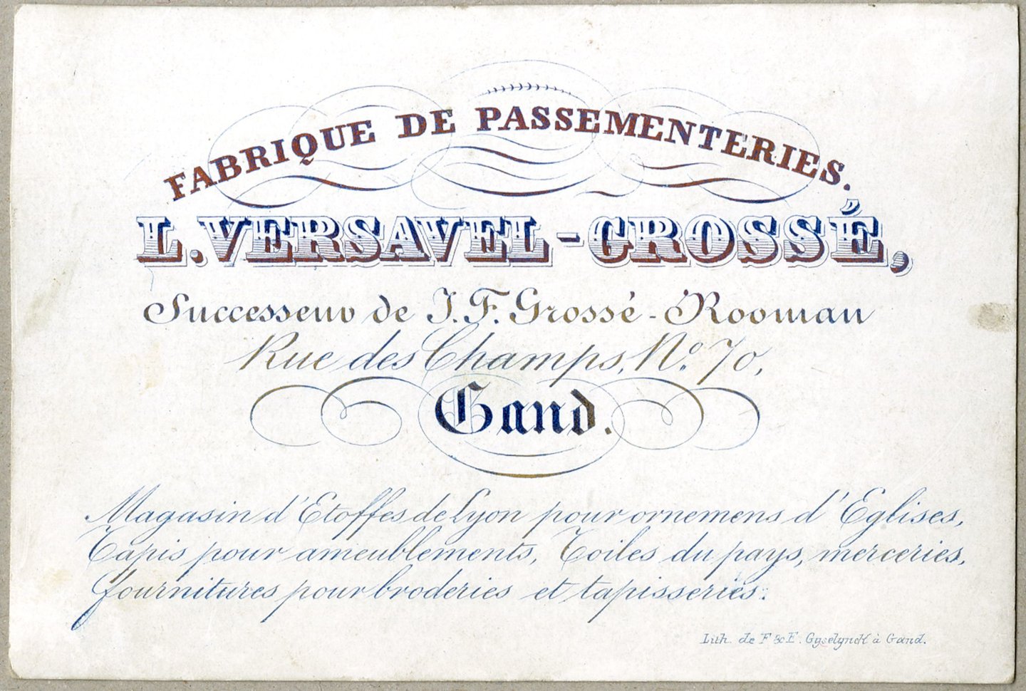 Porseleinkaart van passementweverij L. Versavel-Grossé