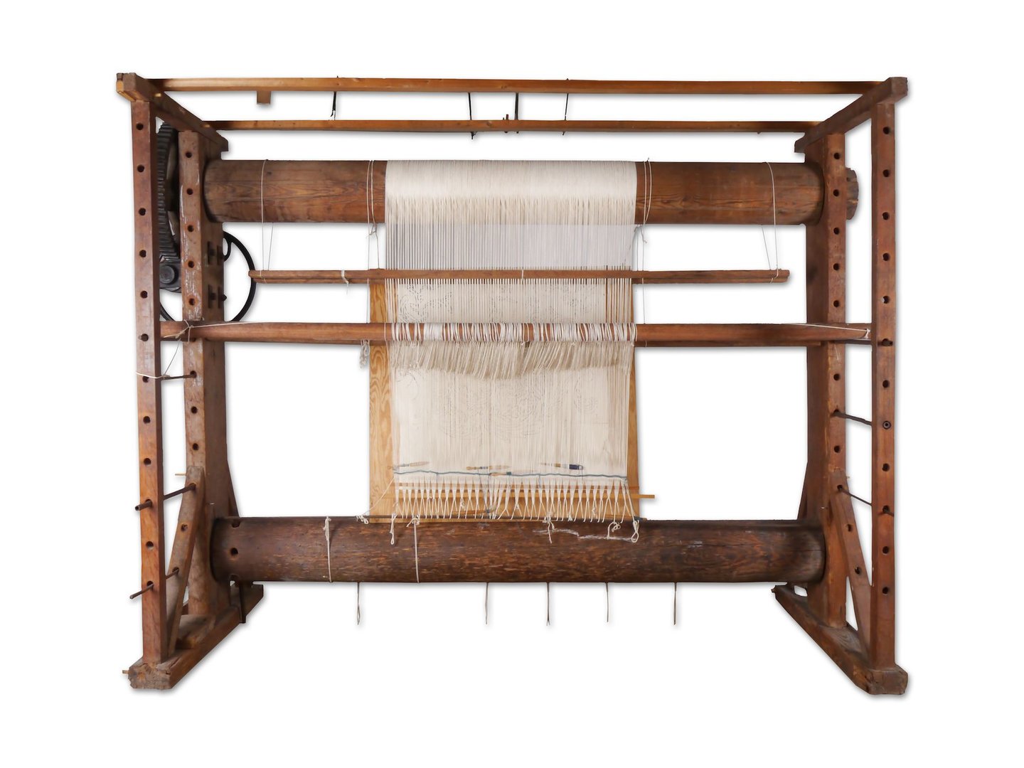 Staand tapijtweefgetouw of 'Haute-Lisse'.