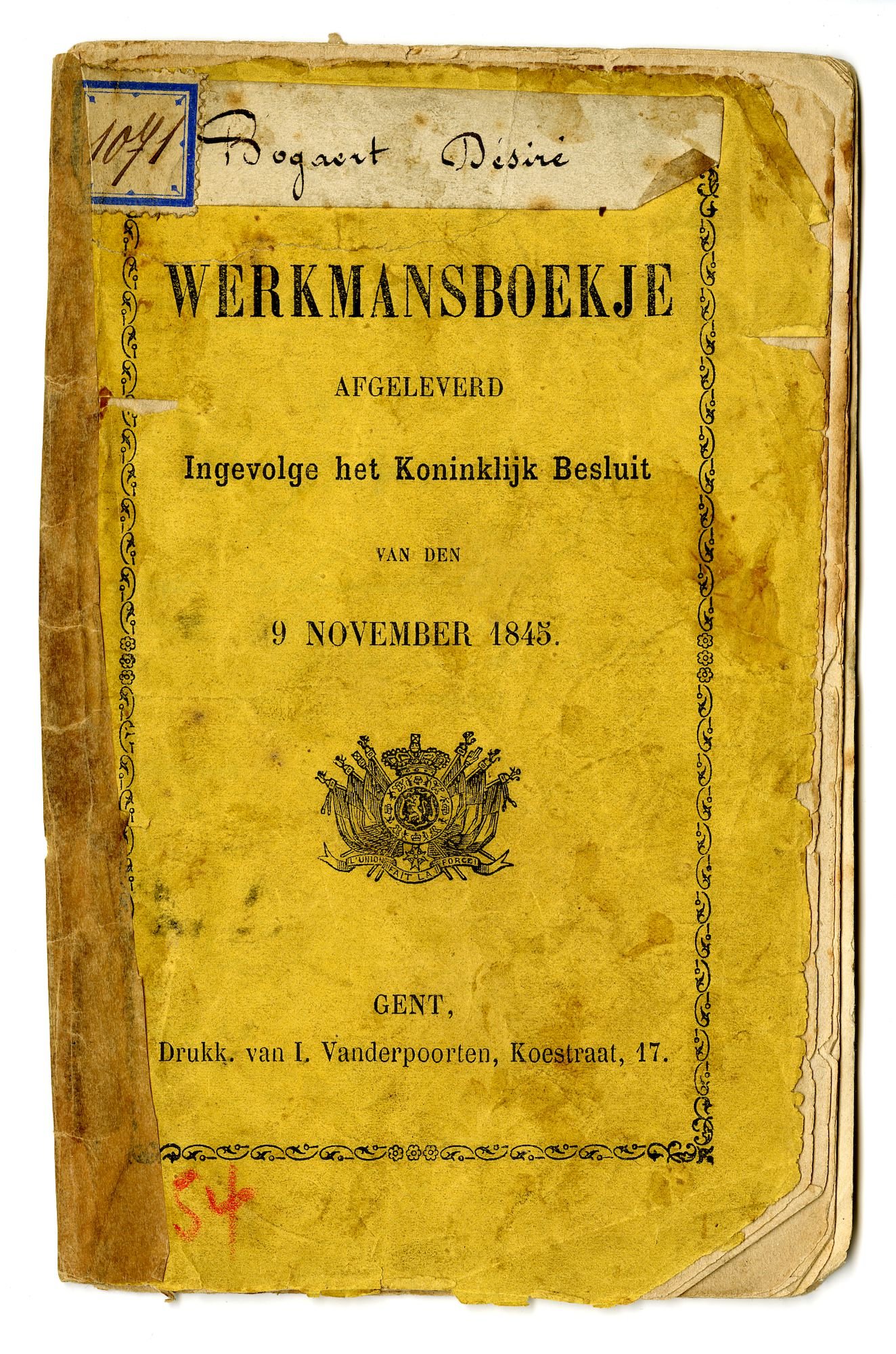 Werkboekje van D. Bogaert