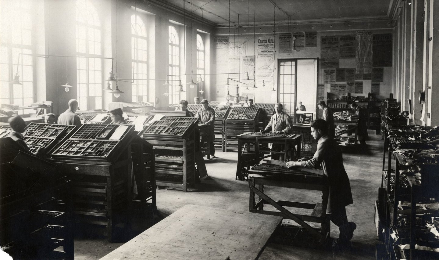 De zetterij in drukkerij Van Melle in Gent, eerste helft 20e eeuw
