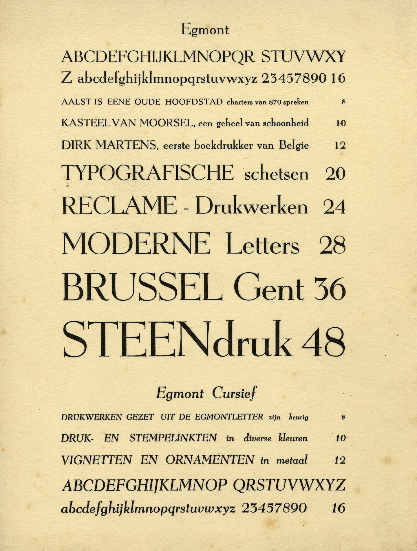 Letterproef van het lettertype Egmont