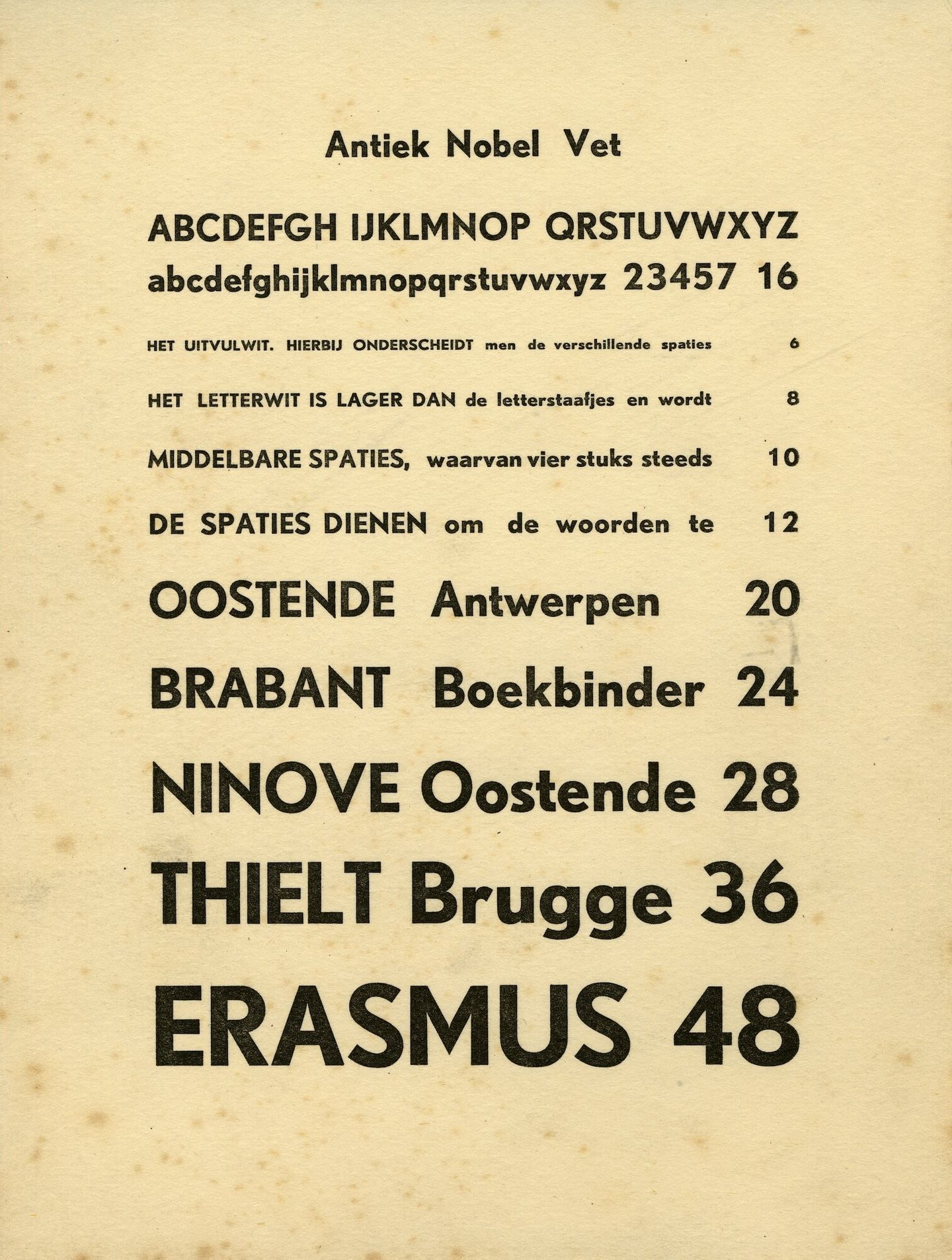 Letterproef van het lettertype Antiek Nobel Vet