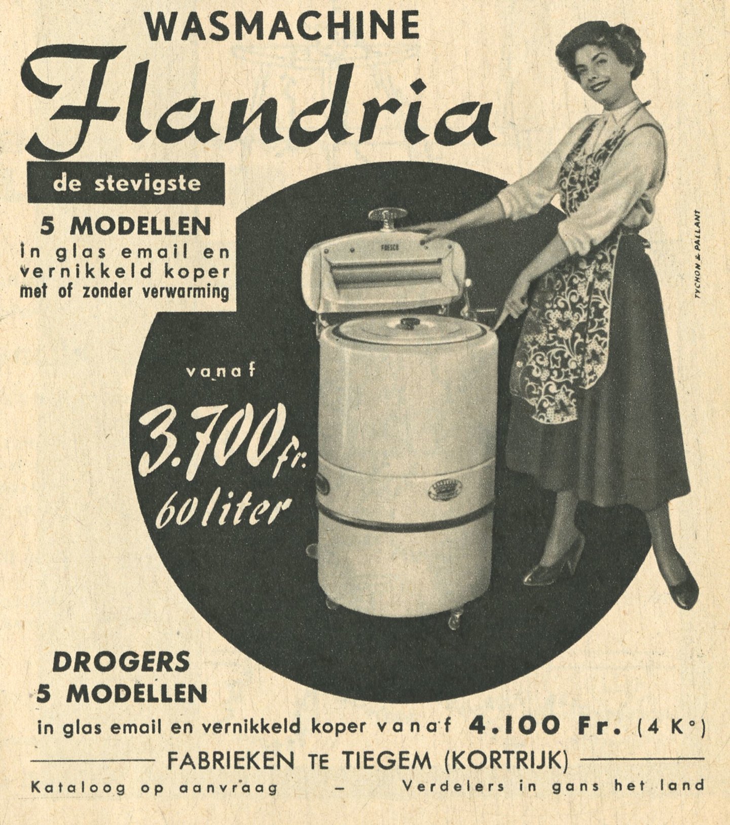 Reclame voor wasmachine van het merk Flandria