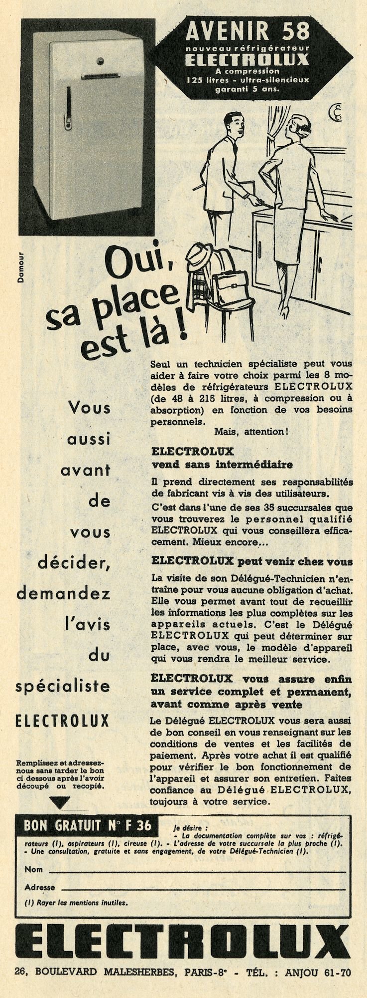 Reclame voor koelkast van het merk Electrolux