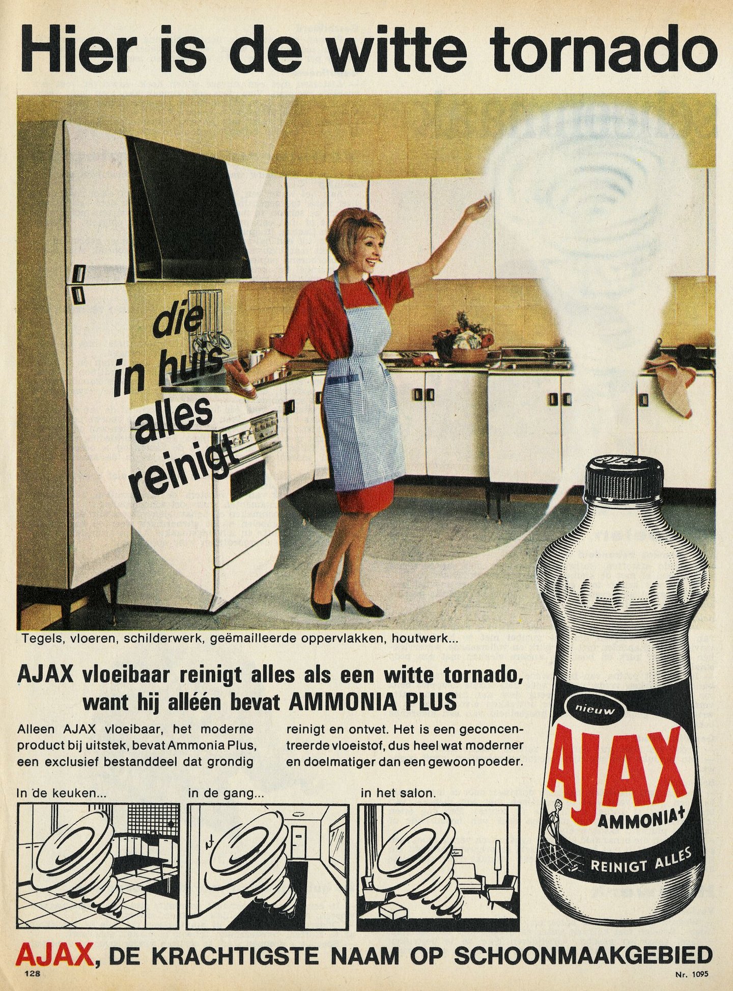 Reclame voor schoonmaakmiddel van het merk Ajax