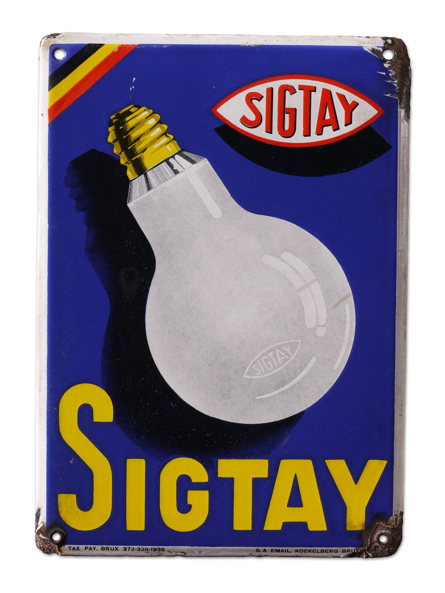 Geëmailleerd reclamebord voor lampen van het merk Sigtay