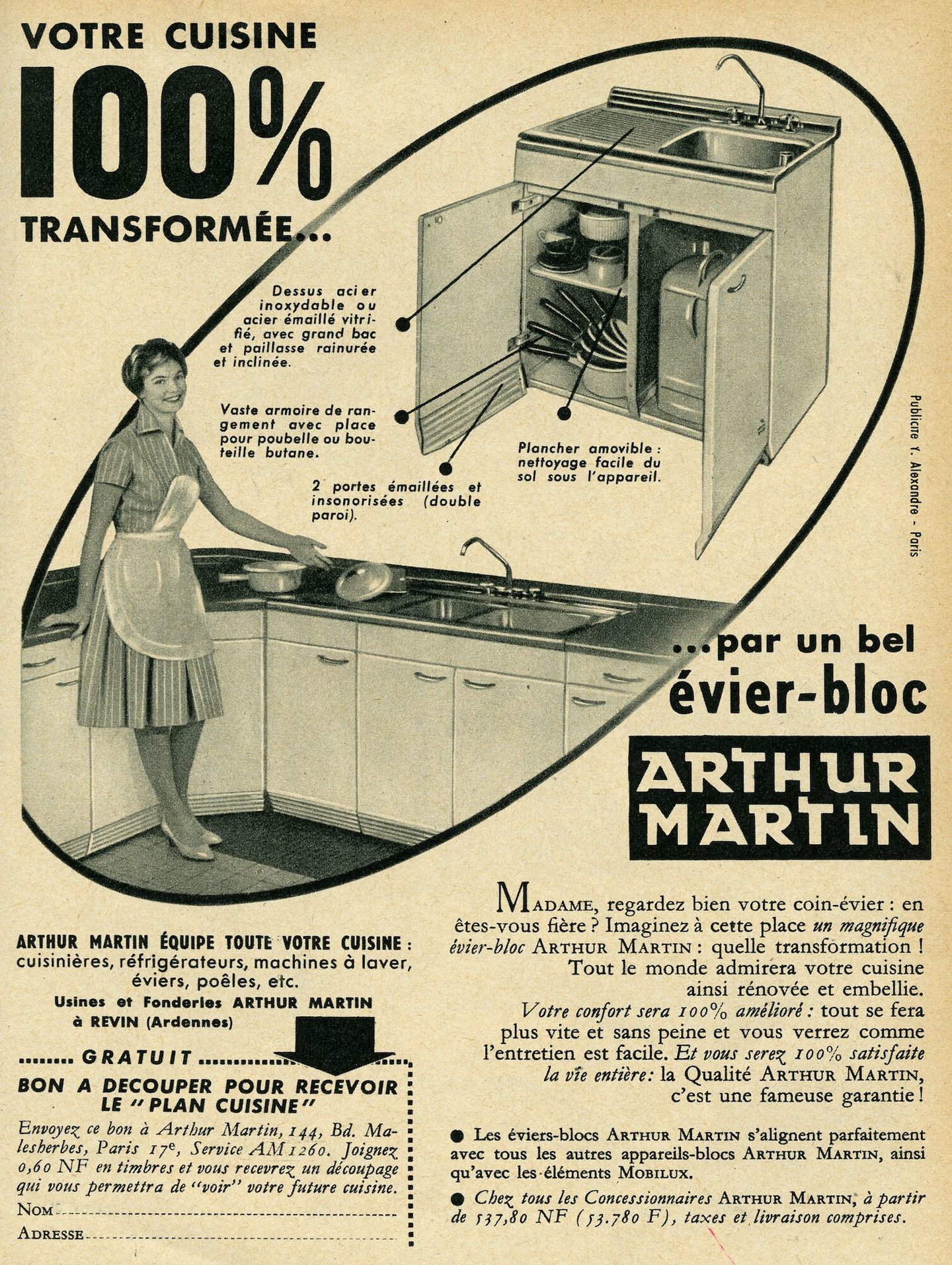 Reclame voor keukenmeubel van het merk Arthur Martin