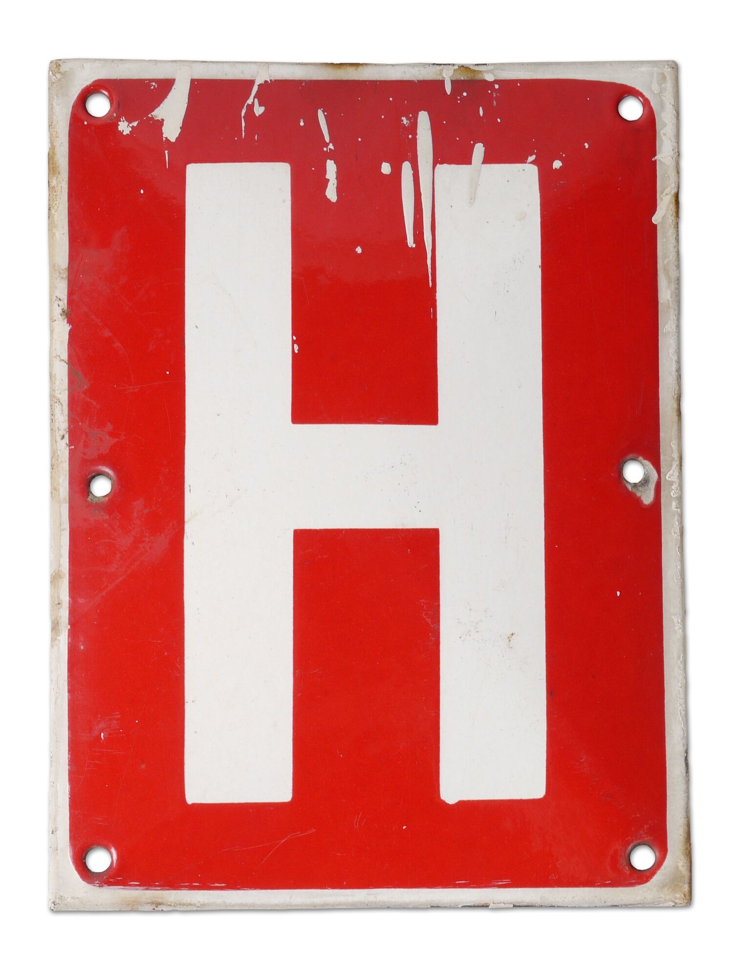 Geëmailleerd signalisatiebord met letter H