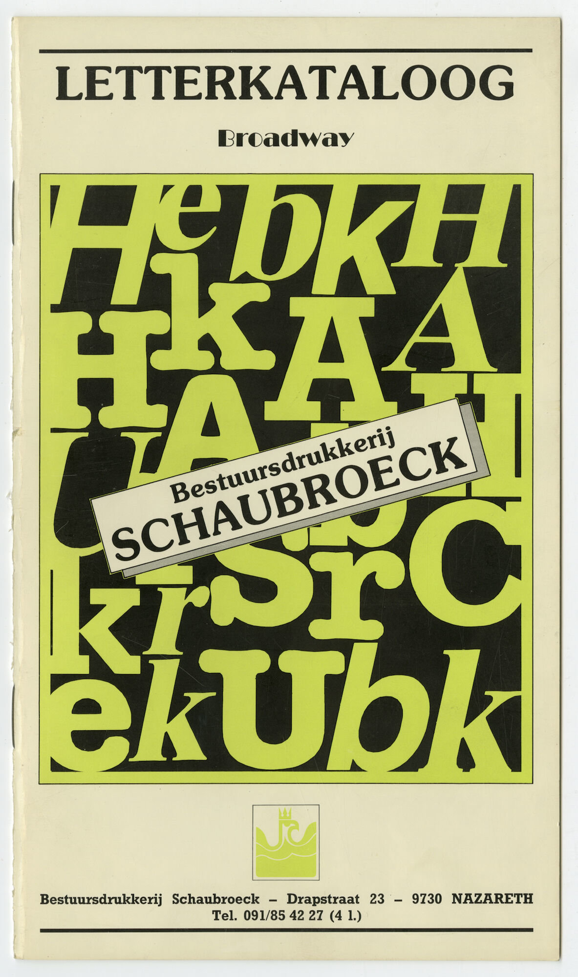 Letterproef met het lettertype Broadway