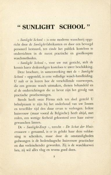 'Sunlight School Waschonderricht' uitgegeven door Savonneries Lever Frères
